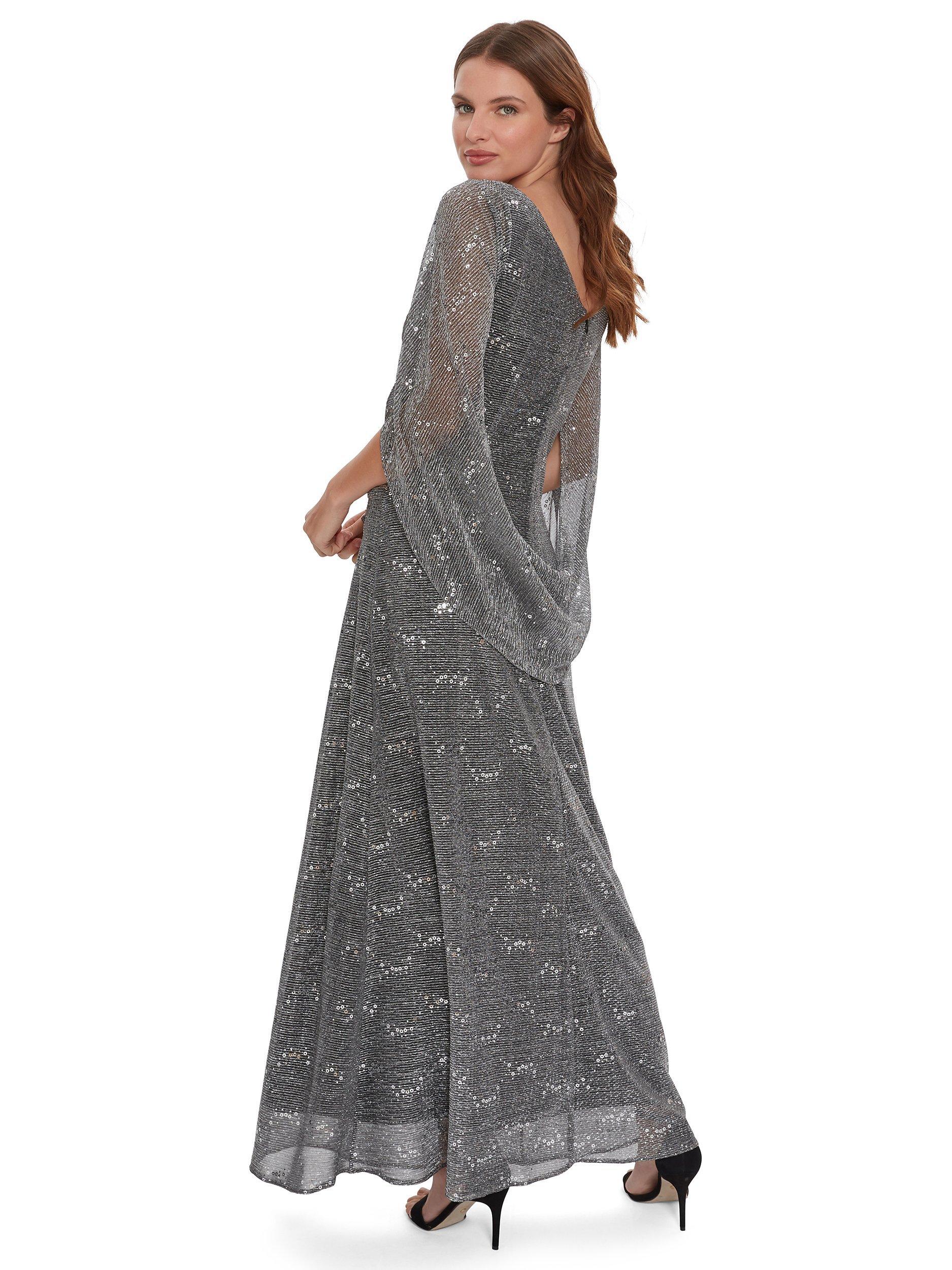 Product image 2 of 5, which shows Gina Bacconi Joanna Metallic Maxi Dress, Black/Silver, 8