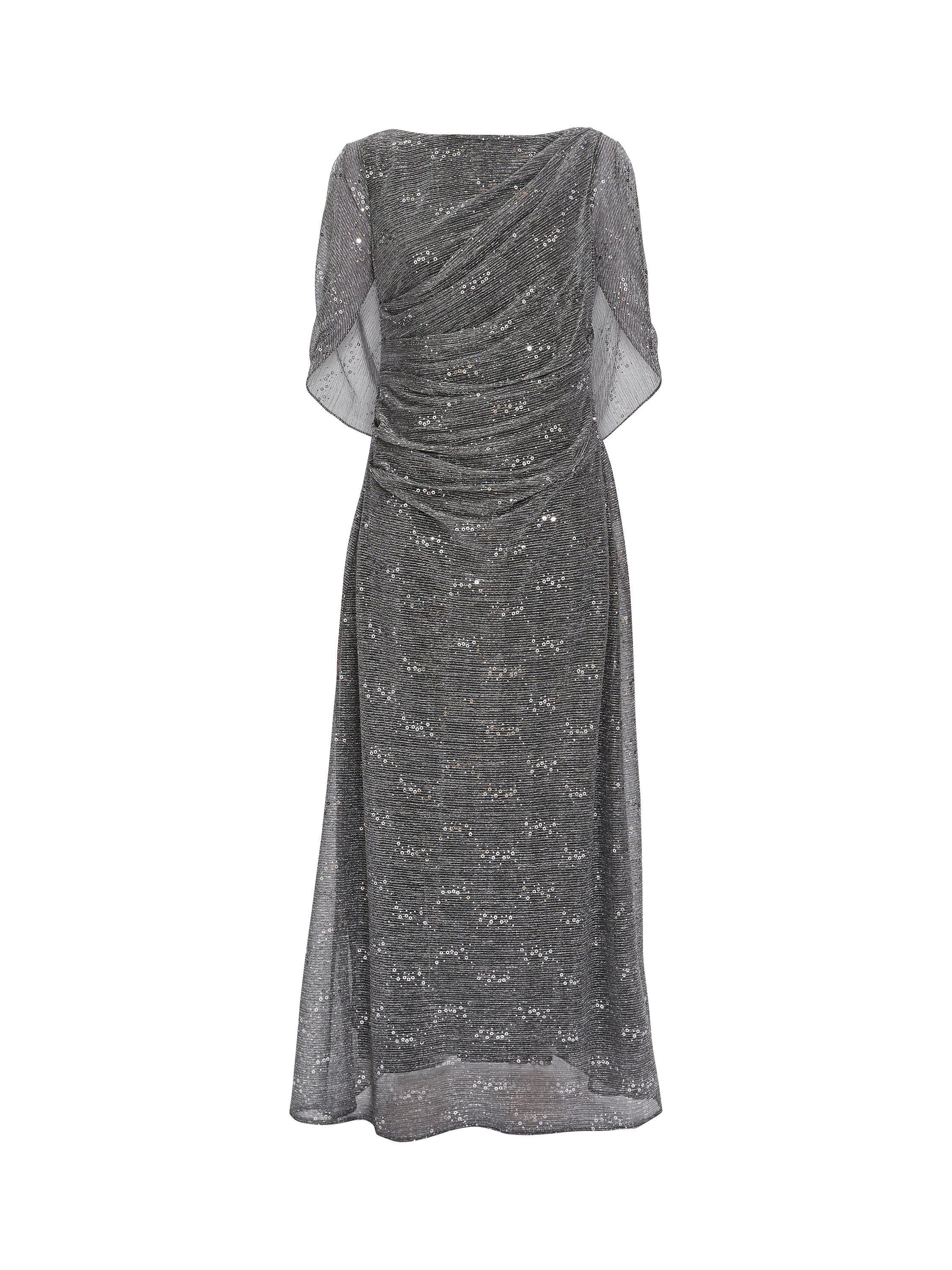 Product image 4 of 5, which shows Gina Bacconi Joanna Metallic Maxi Dress, Black/Silver, 8