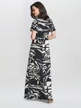 Gina Bacconi Geraldine Abstract Print Maxi Jersey Dress, Black/Cream