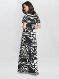 Gina Bacconi Geraldine Abstract Print Maxi Jersey Dress, Black/Cream