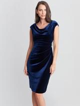 Gina Bacconi Jeanie Velvet Cowl Neck Dress, Imperial