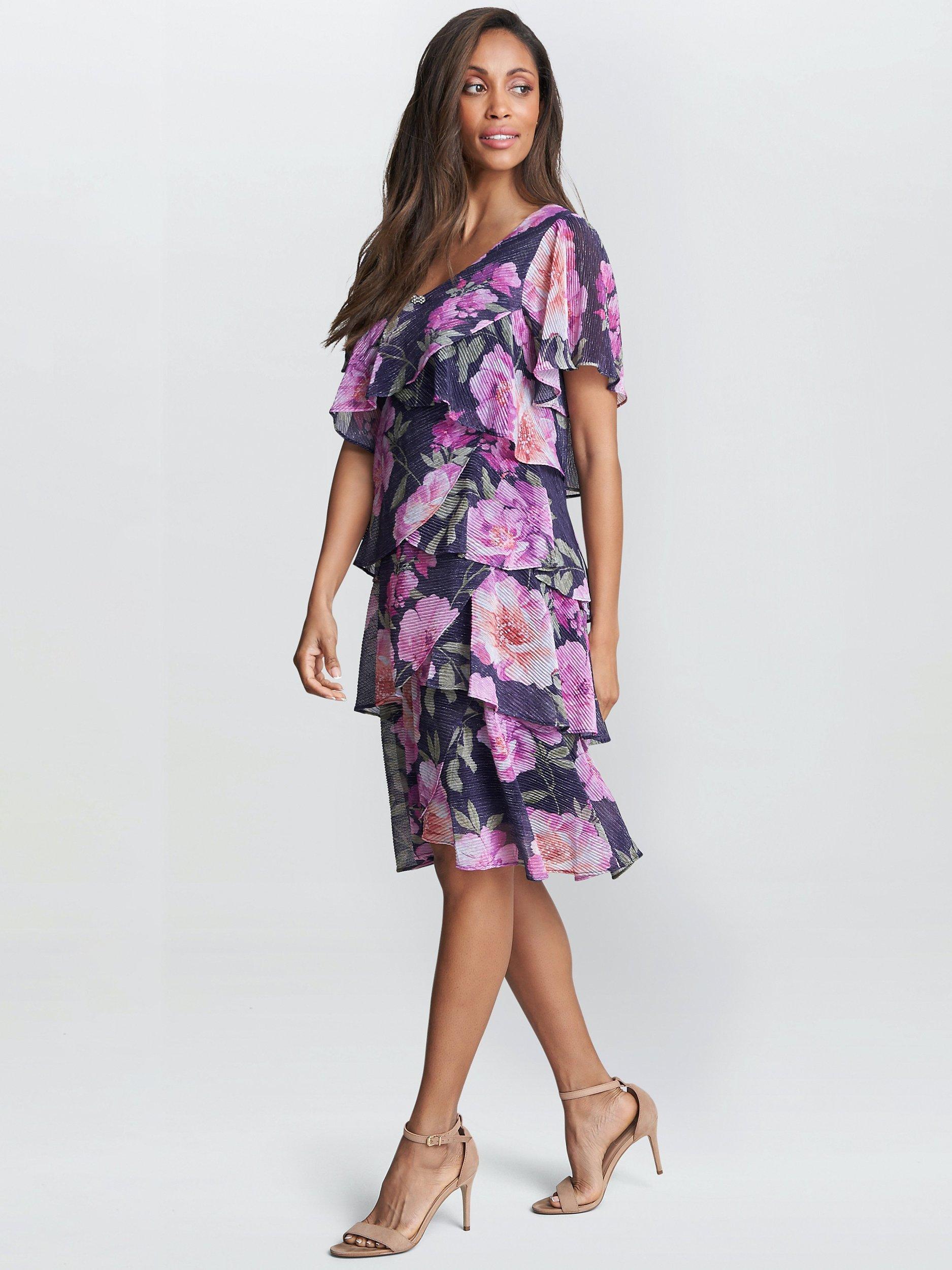 Product image 3 of 5, which shows Gina Bacconi Bridget Printed Tiered Dress, Multi, 26