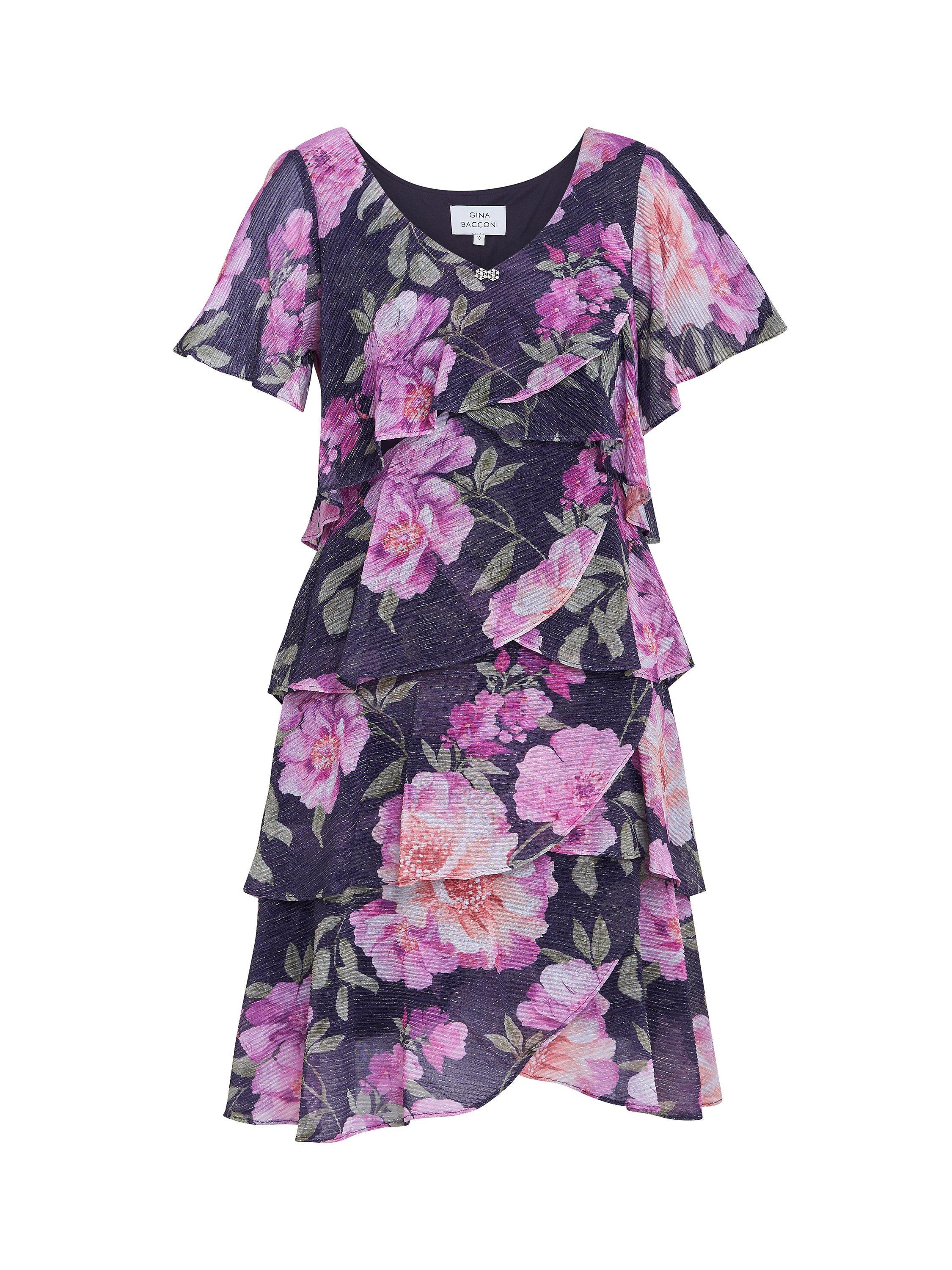 Product image 4 of 5, which shows Gina Bacconi Bridget Printed Tiered Dress, Multi, 26