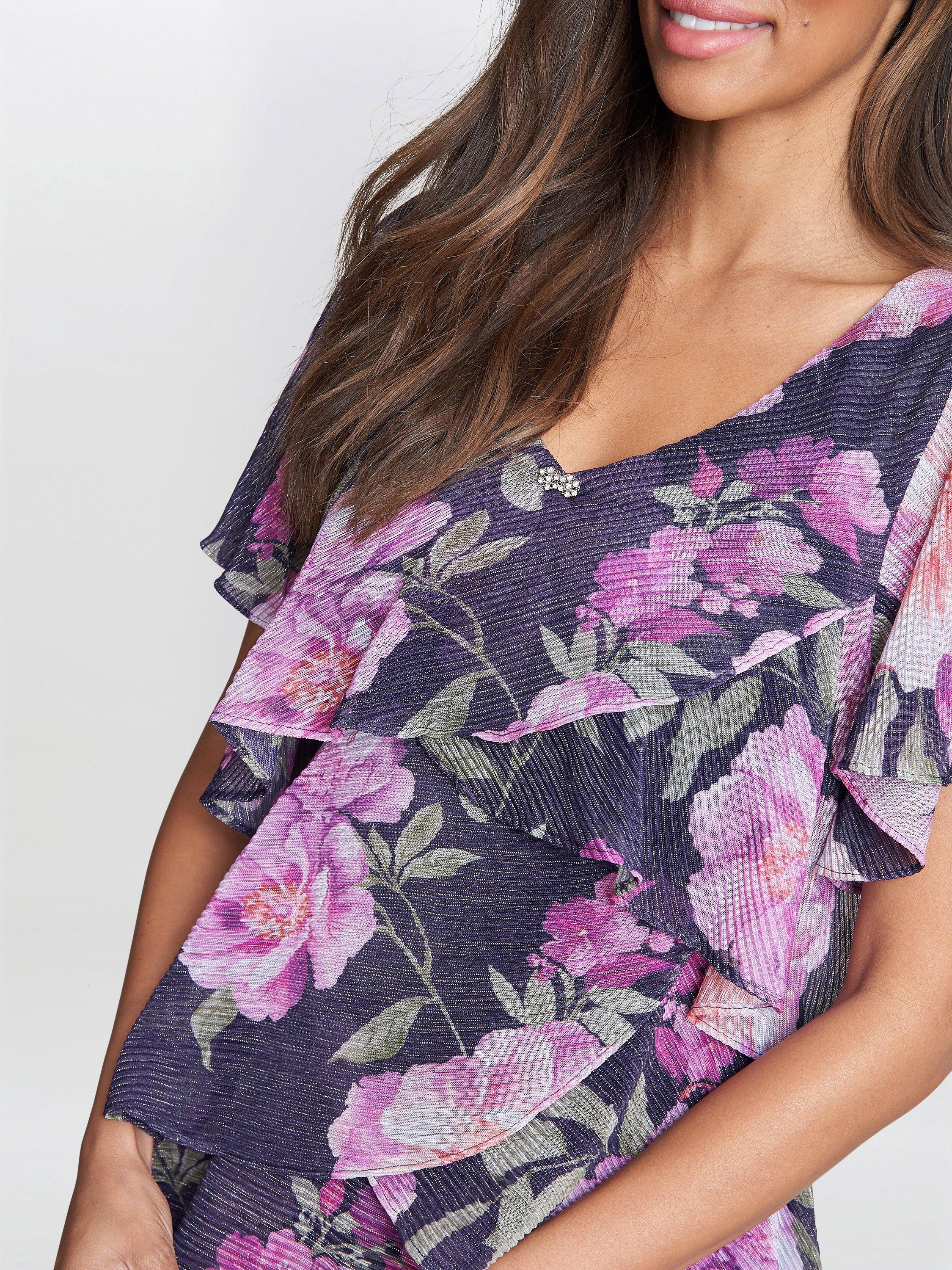 Product image 5 of 5, which shows Gina Bacconi Bridget Printed Tiered Dress, Multi, 26