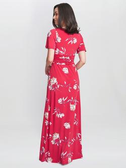 Gina Bacconi Fabiana Floral Jersey Maxi Dress, Dark Red - view 2, Dark Red