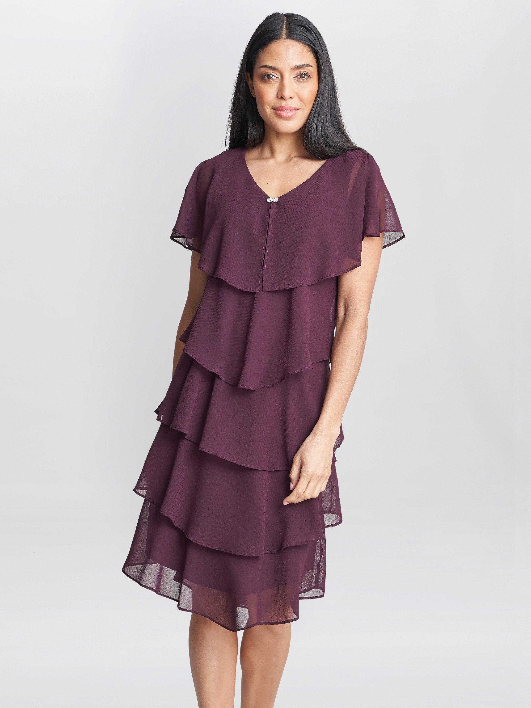 Gina Bacconi Bella Georgette Tiered Dress Fig 12
