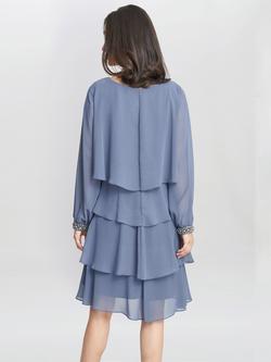 Gina Bacconi Sakura Tiered Rhinestone Cuff Dress, Iris - view 2, Wedgewood