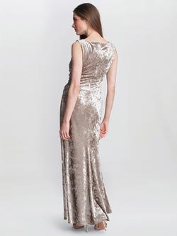 Gina Bacconi Talia Crushed Velvet Maxi Dress - view 2, Beige