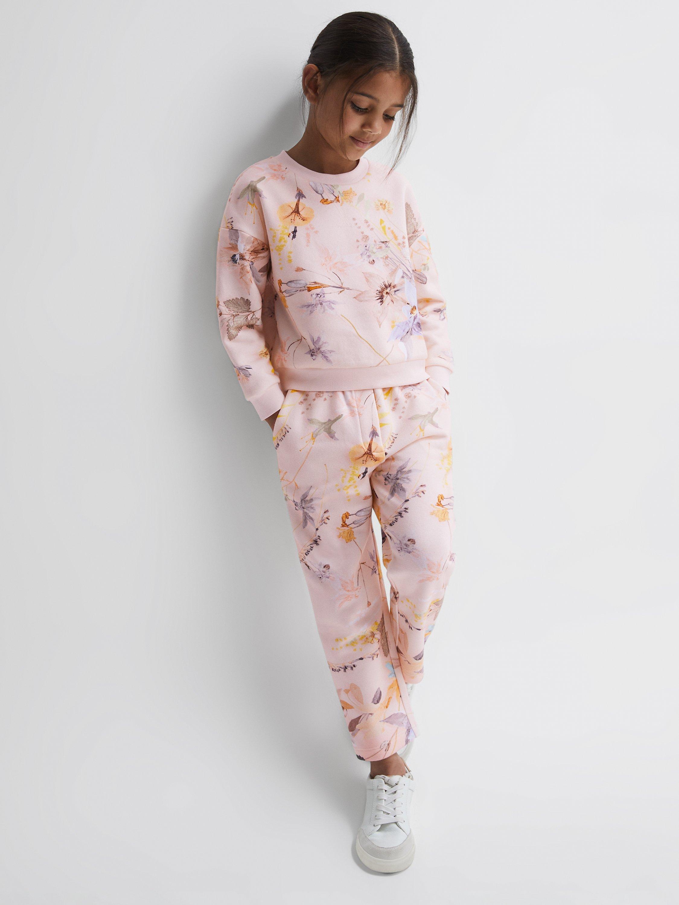 Reiss Kids' Emmi Floral Print Sweatshirt, Ivory/Multi