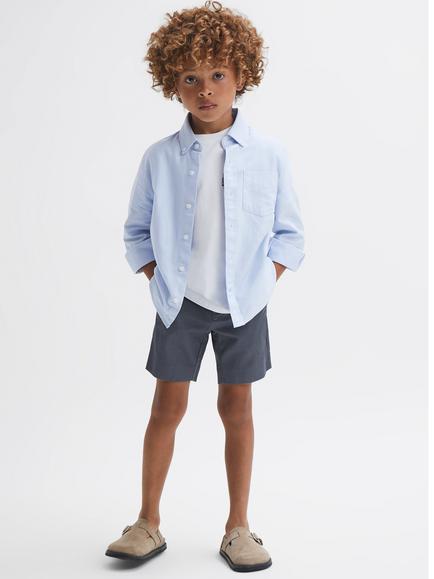 Reiss Kids' Wicket Cotton Blend Casual Chino Shorts, Navy