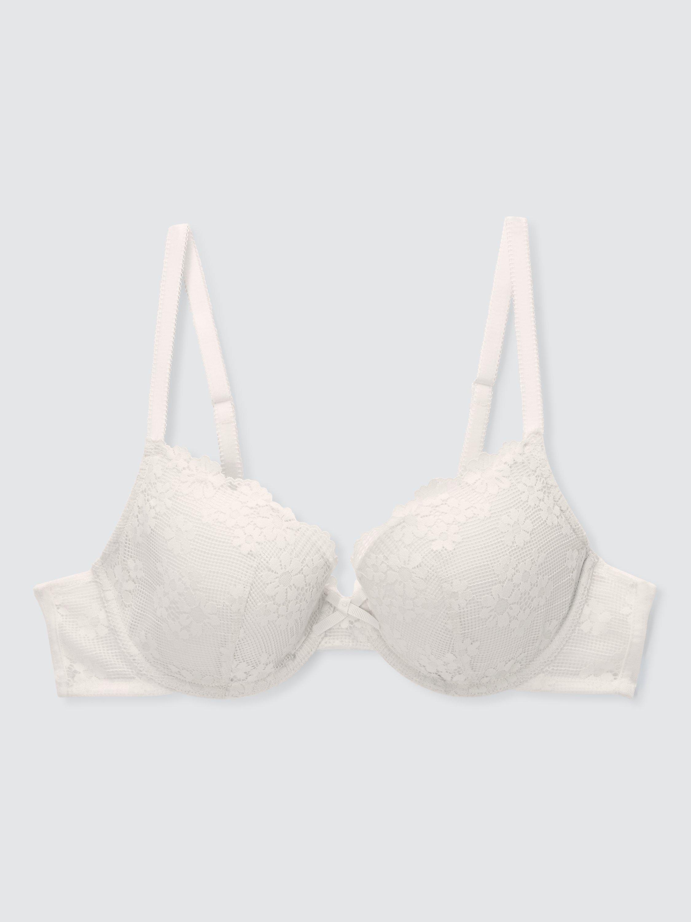 Product image 4 of 6, which shows John Lewis Daisy Lace Plunge Bra, White, 32B