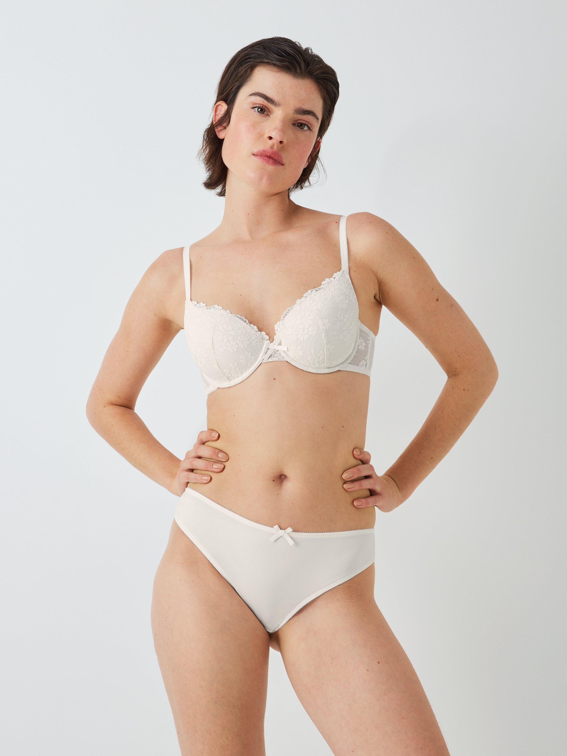 Product image 5 of 6, which shows John Lewis Daisy Lace Plunge Bra, White, 32B