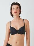 John Lewis Daisy Memory Foam Lace Balcony Bra, Black