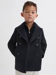 Reiss Kids' Bergamo Double Breasted Wool Blend Pea Coat