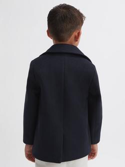 Reiss Kids' Bergamo Double Breasted Wool Blend Pea Coat - view 2, Navy