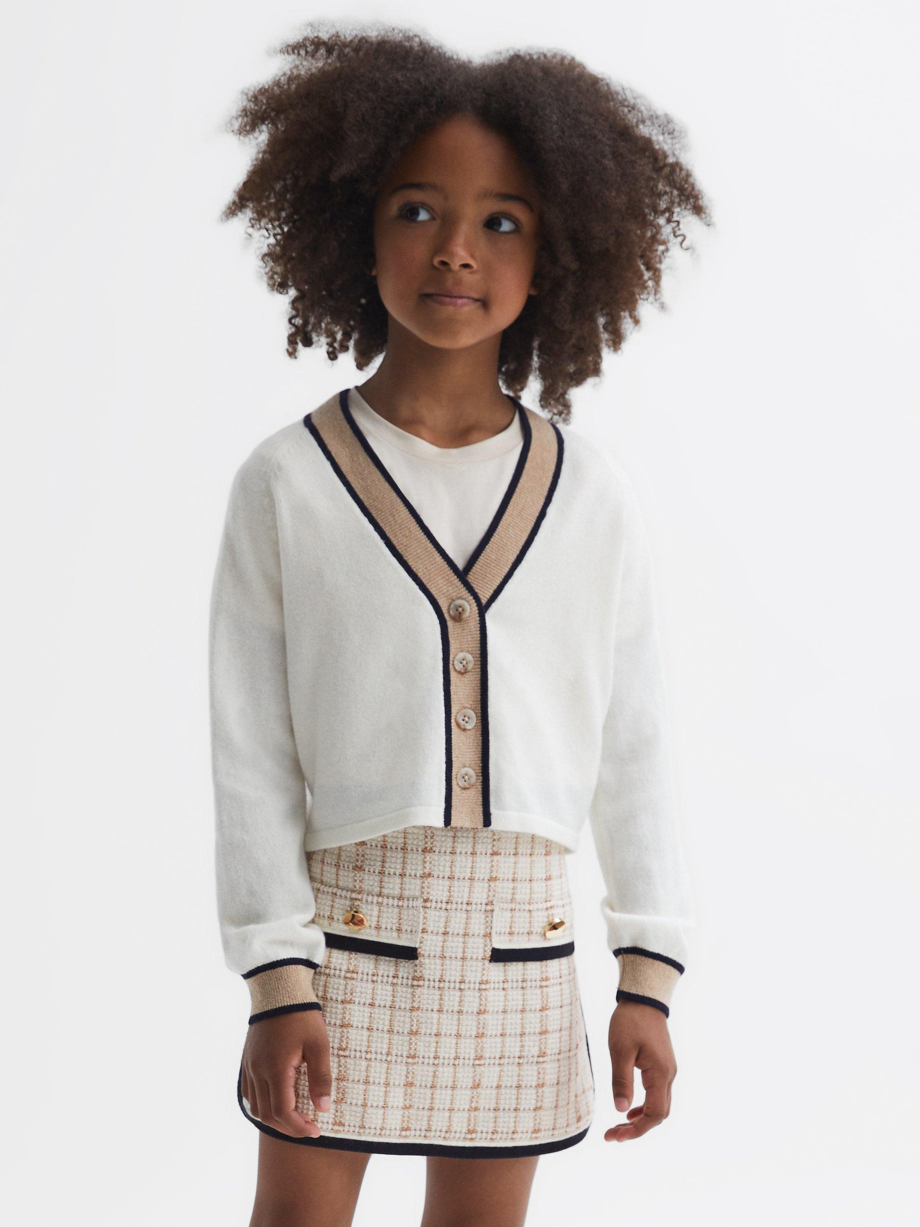 Reiss Kids' Mimi Knitted Skirt, Pink/Black