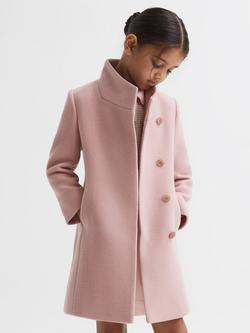 Reiss Kids' Kia Wool Blend Coat, Pink, Pink