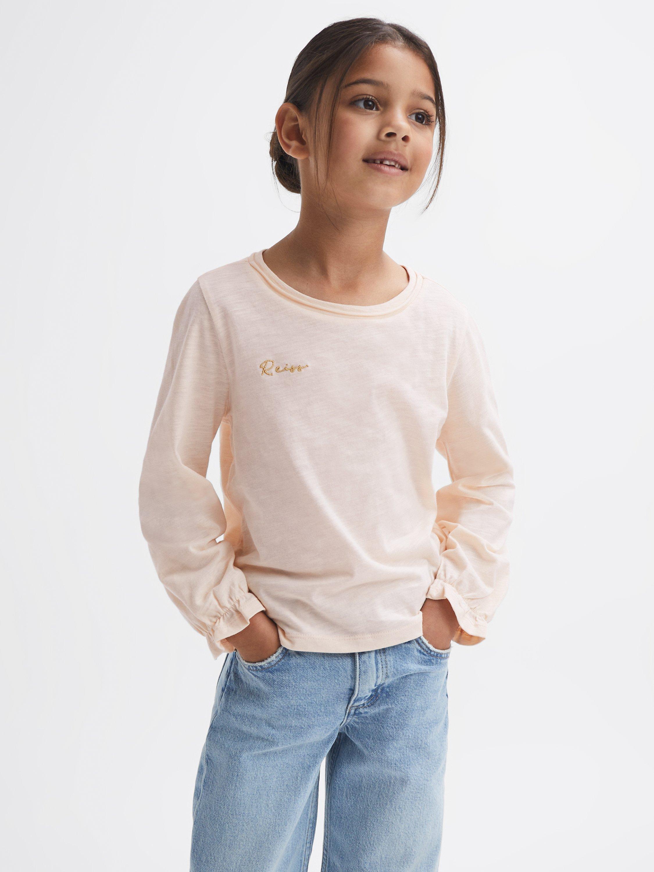 Reiss Kids' Rain Logo Long Sleeve T-Shirt, Ivory