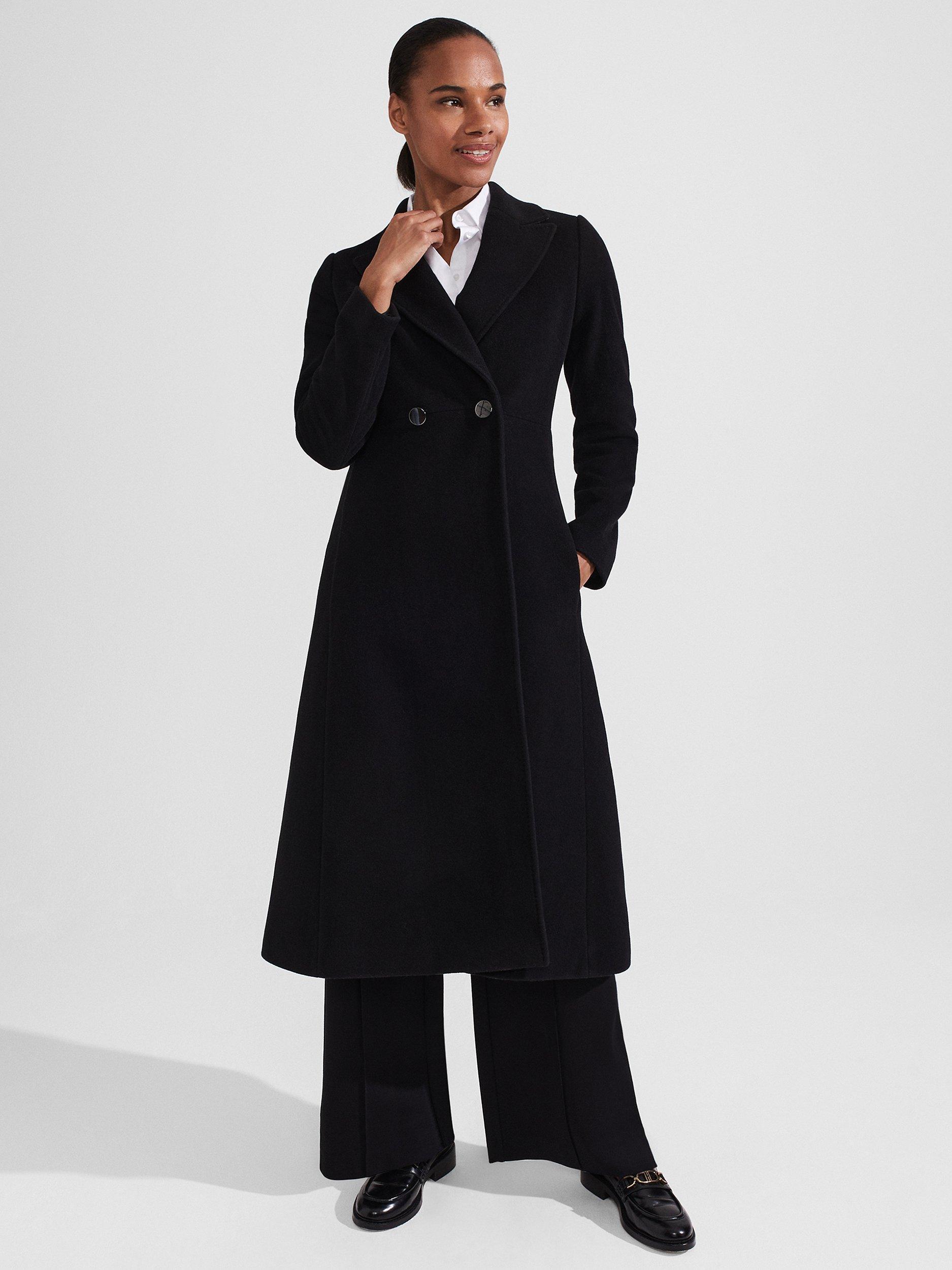 Hobbs Blair Wool Blend Trench Coat Black