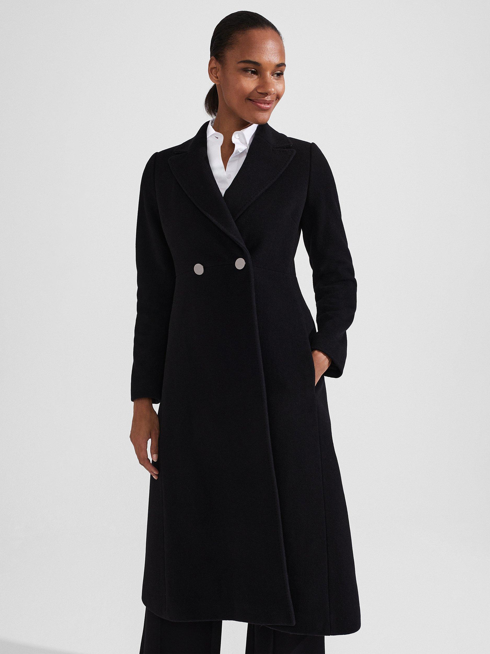 Hobbs Blair Wool Blend Trench Coat Black