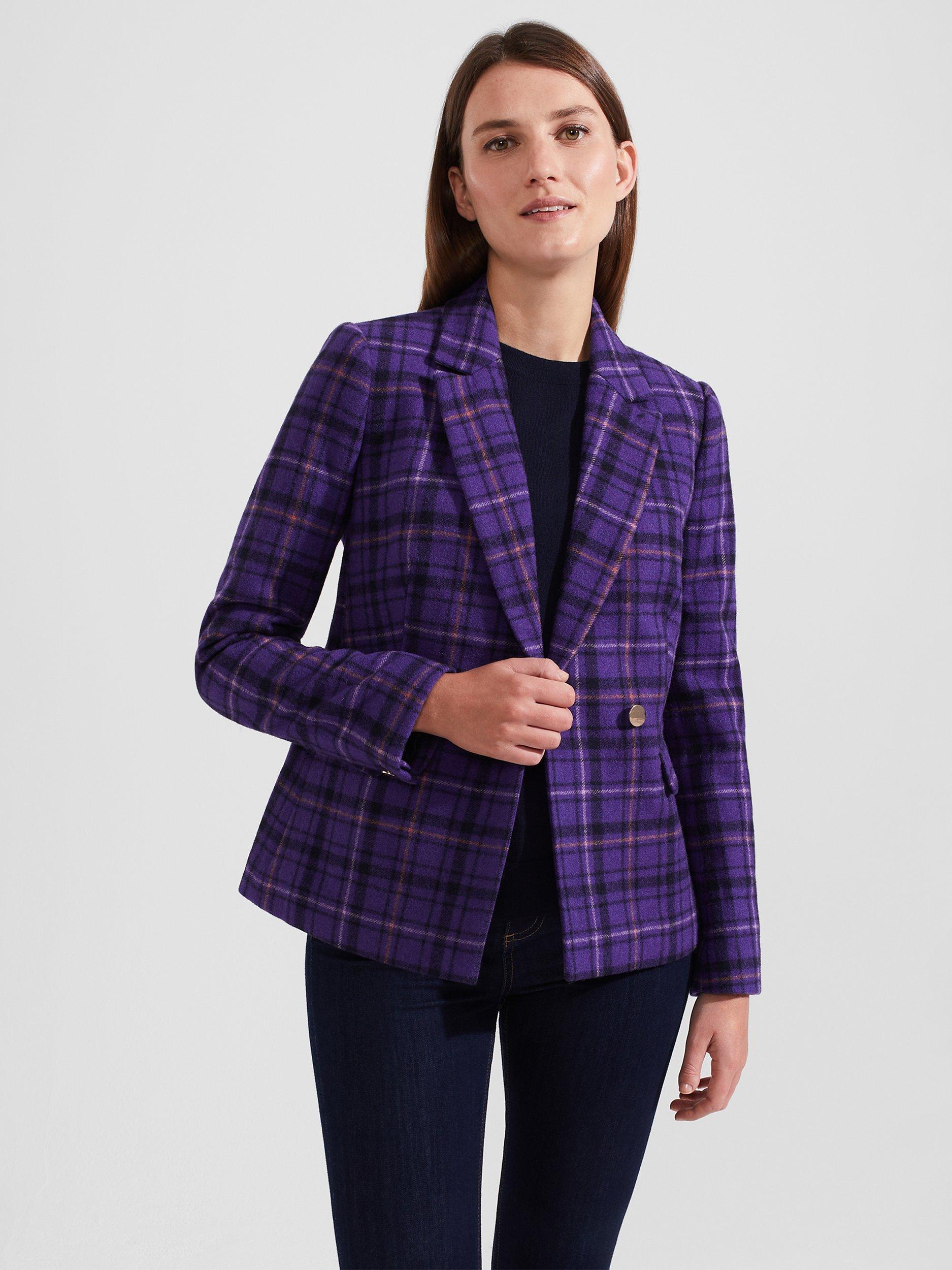 Hobbs Emberley Check Wool Blazer Purple Multi