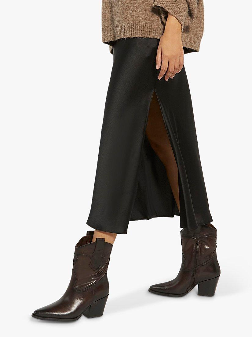 Dune Ponty Leather Western Boot, Brown, 3