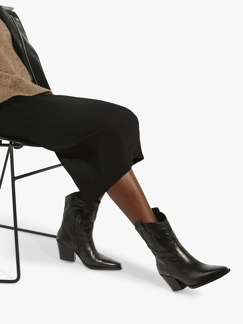 Product image 5 of 5, which shows Dune Ponty Leather Western Boot, Black, 3