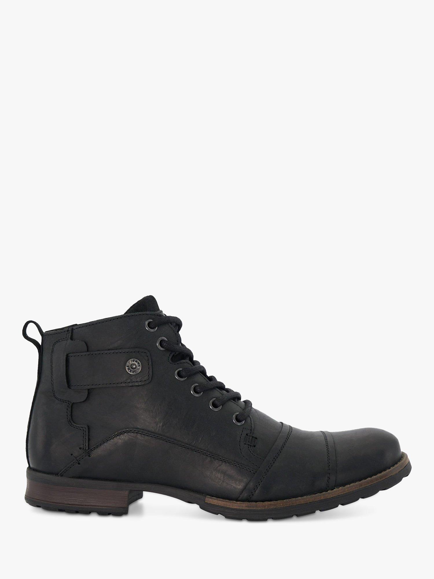 Dune Simon Seam Detail Lace Leather Boots Black