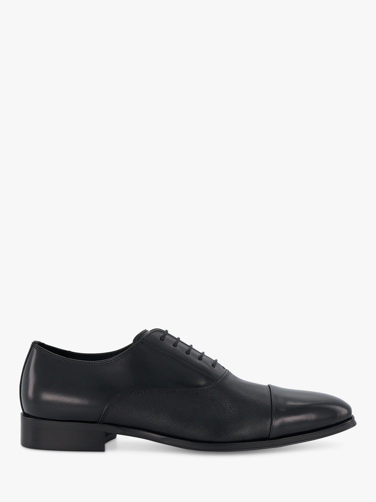Dune Wide Fit Slating Leather Oxford Shoes, Black