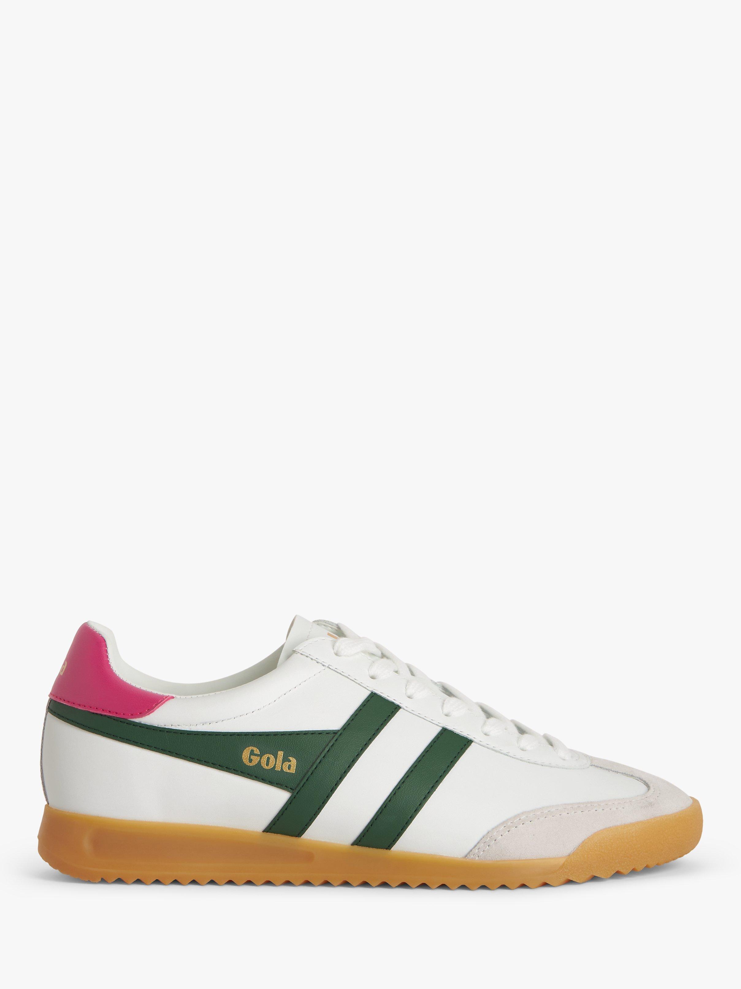 Gola Torpedo Leather Trainers, Green/Fuchsia