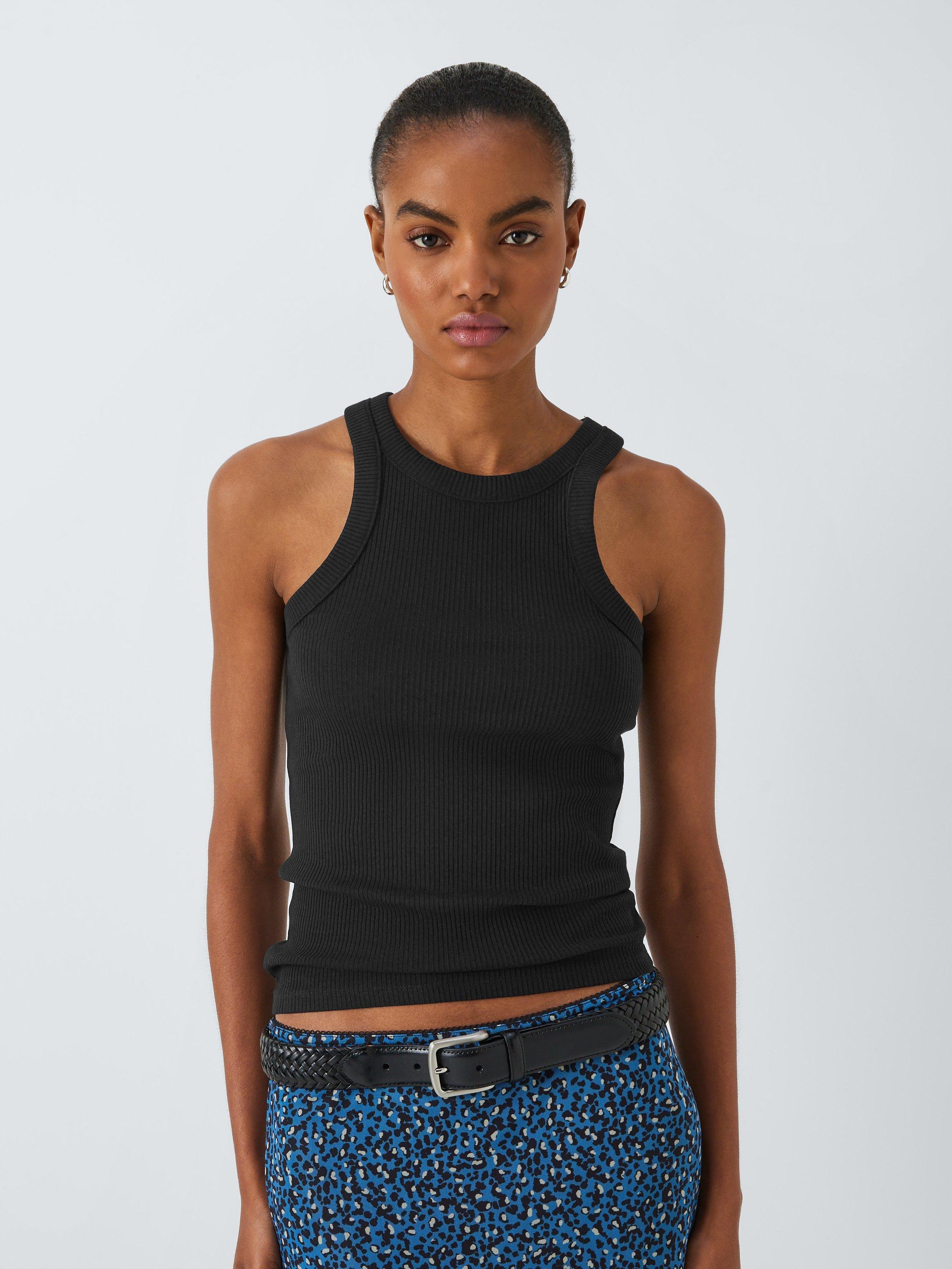 John Lewis ANYDAY Racerback Vest Top, Black, XS