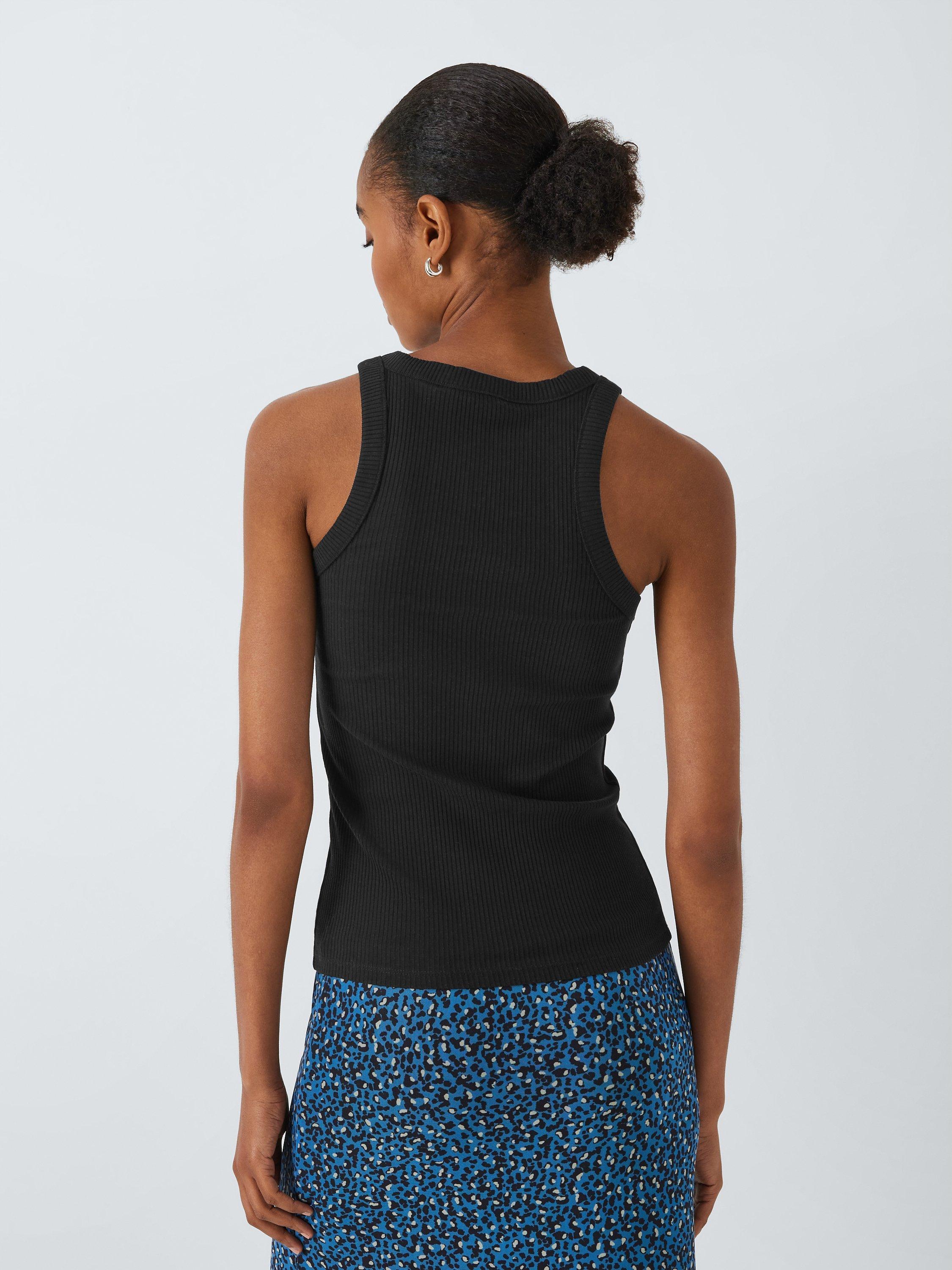 John Lewis ANYDAY Racerback Vest Top, Black, XS