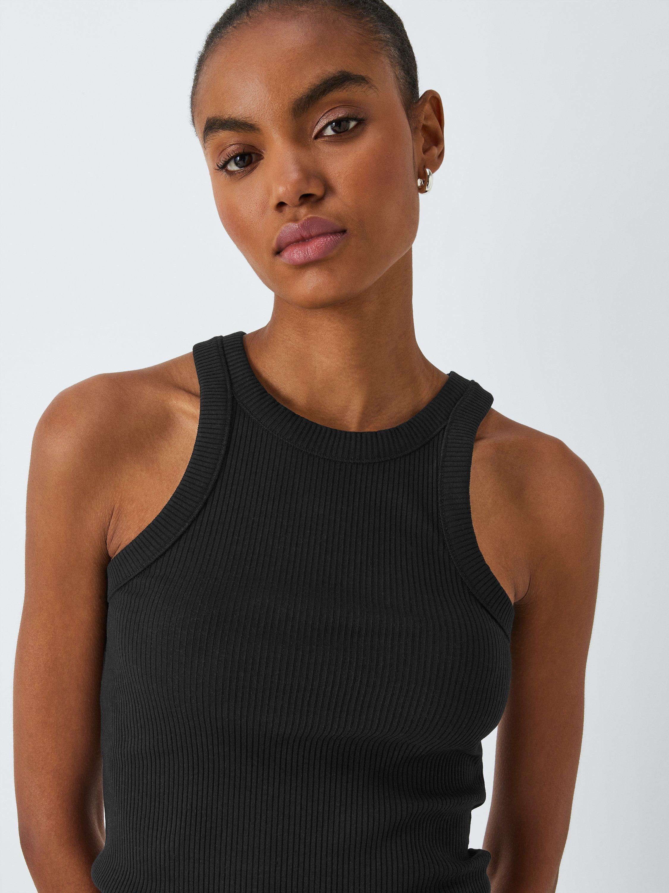 John Lewis ANYDAY Racerback Vest Top, Black, XS