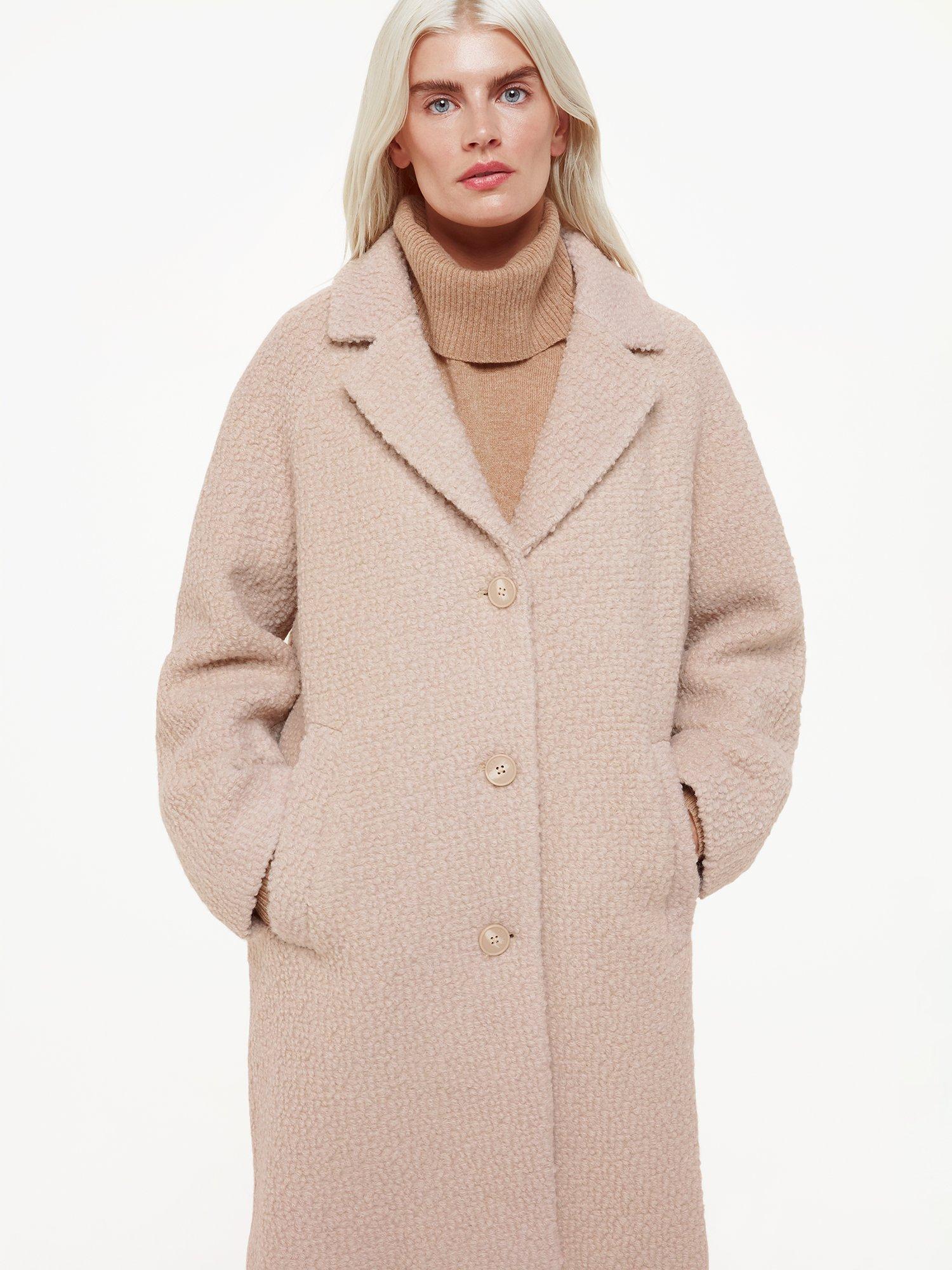 Whistles Petite Anita Wool Blend Boucle Coat, Oatmeal
