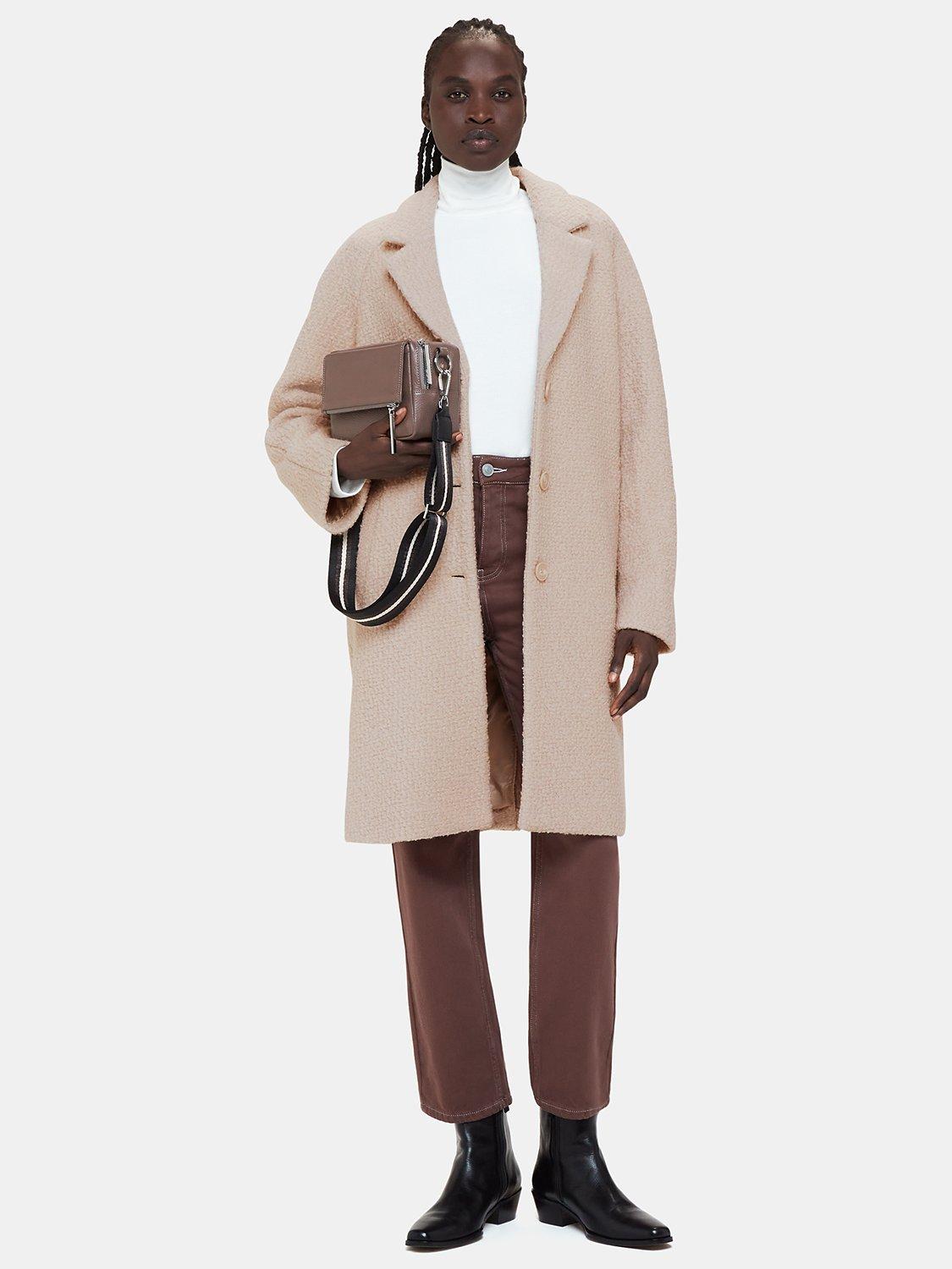 Whistles Anita Wool Blend Boucle Coat, Oatmeal