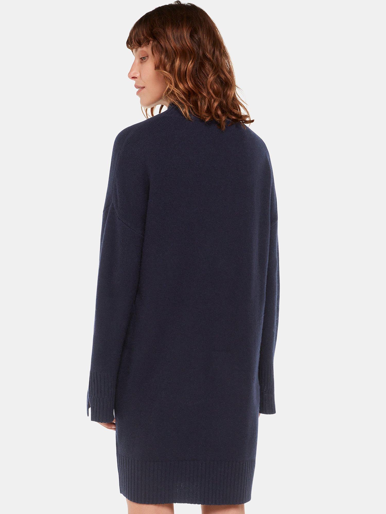 Product image 2 of 3, which shows Whistles Amelia Wool Jumper Dress, Navy, S