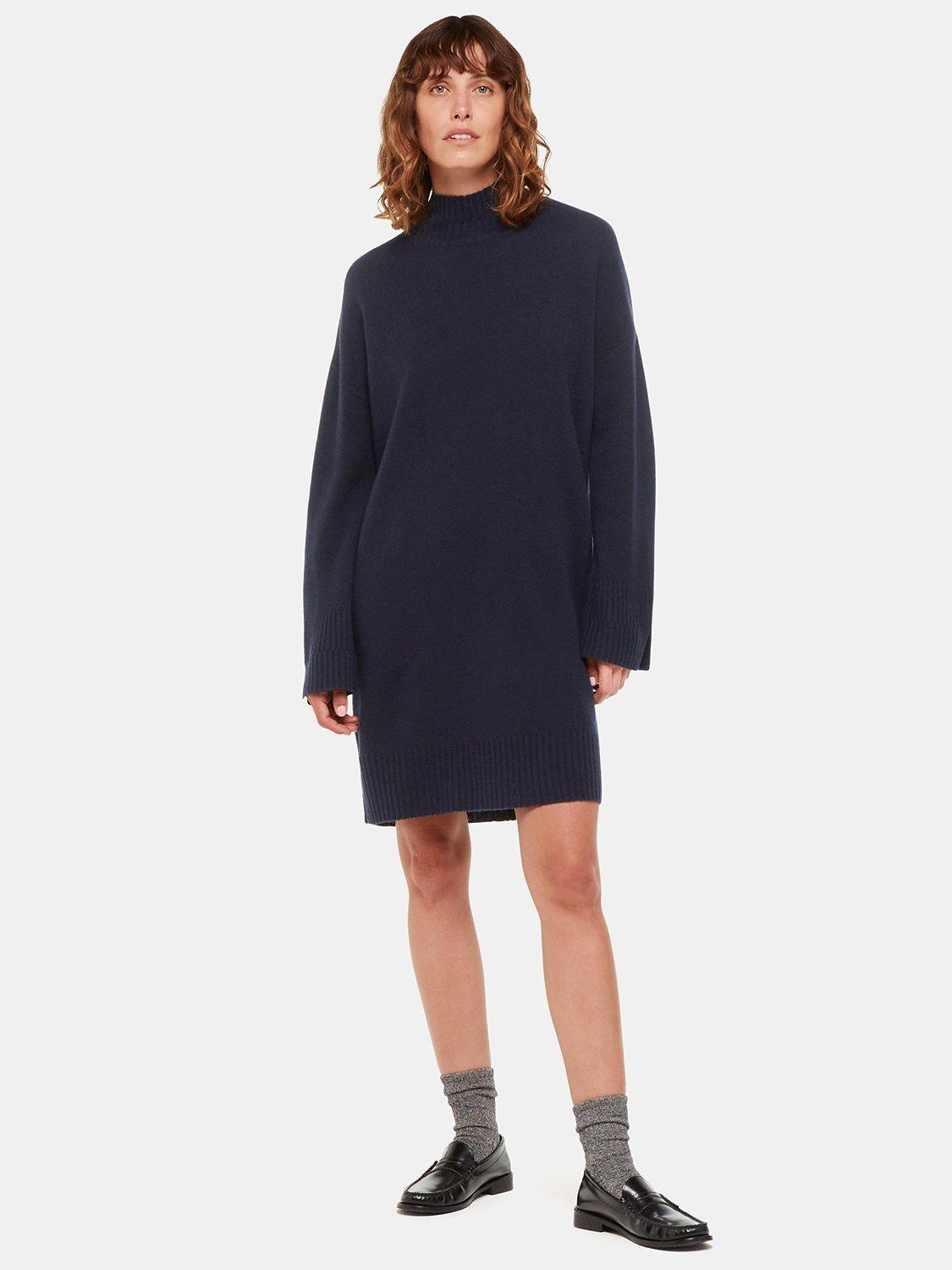Product image 3 of 3, which shows Whistles Amelia Wool Jumper Dress, Navy, S