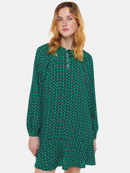 Whistles Floral Dot Flippy Mini Dress, Green, Green/Multi