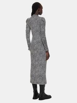 Whistles Pebble Spot Jersey Bodycon Midi Dress, Black/White - view 2, Black/White