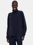 Whistles Cashmere Roll Neck Raglan Jumper, Navy