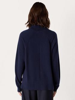 Whistles Cashmere Roll Neck Raglan Jumper, Navy - view 2, Navy