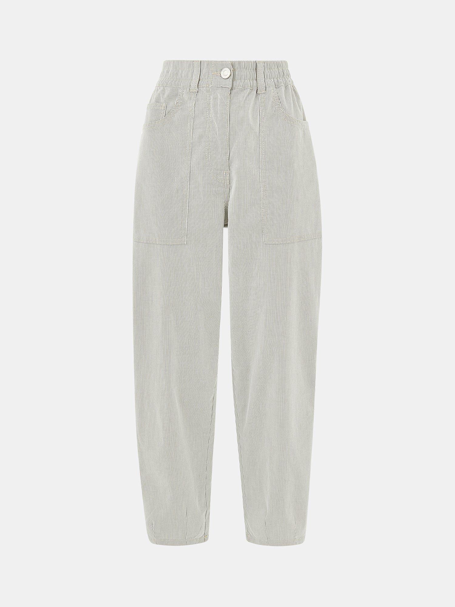 Product image 6 of 6, which shows Whistles Petite Tessa Striped Trousers, Cream/Grey, 18