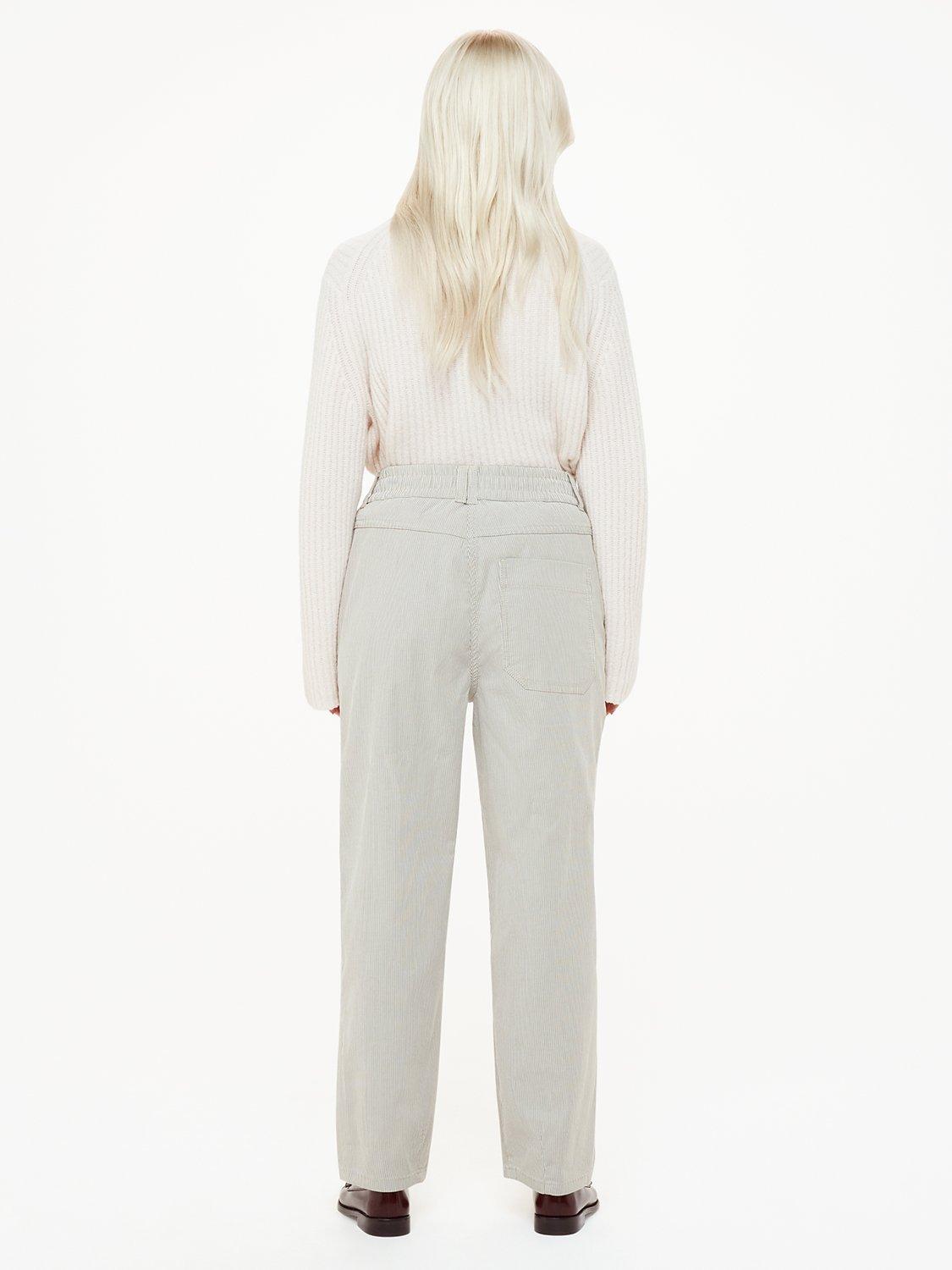 Product image 3 of 6, which shows Whistles Petite Tessa Striped Trousers, Cream/Grey, 18