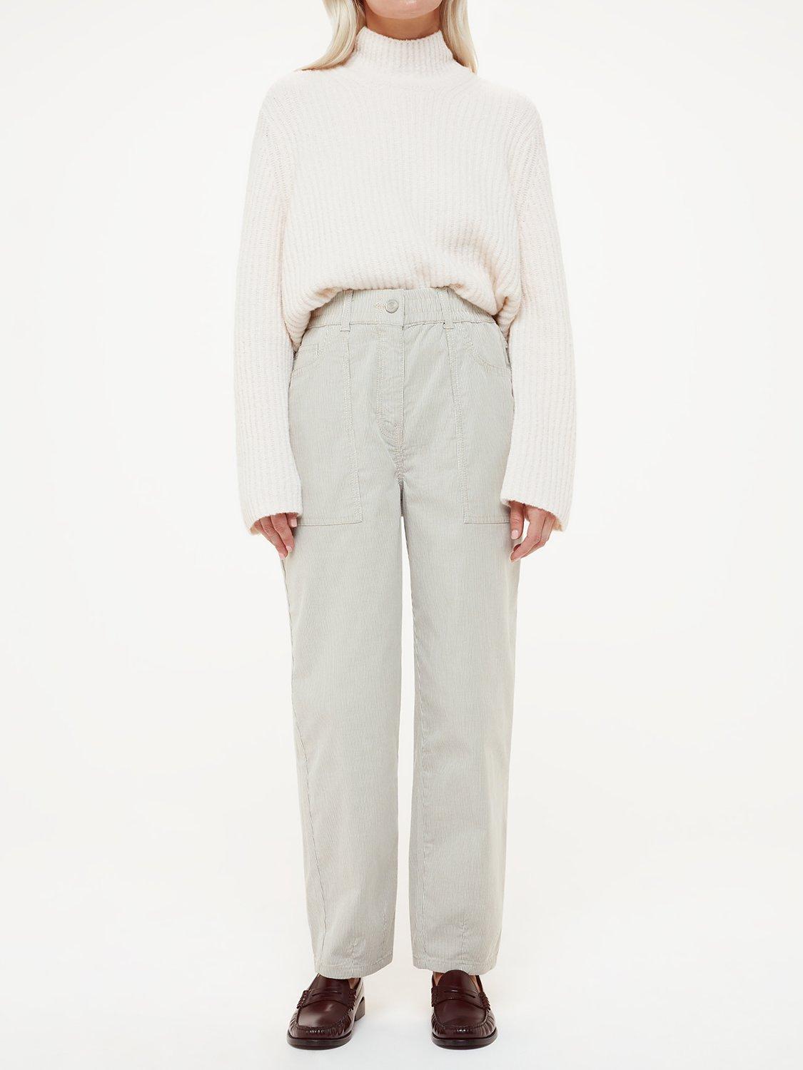 Whistles Petite Tessa Striped Trousers Cream Grey