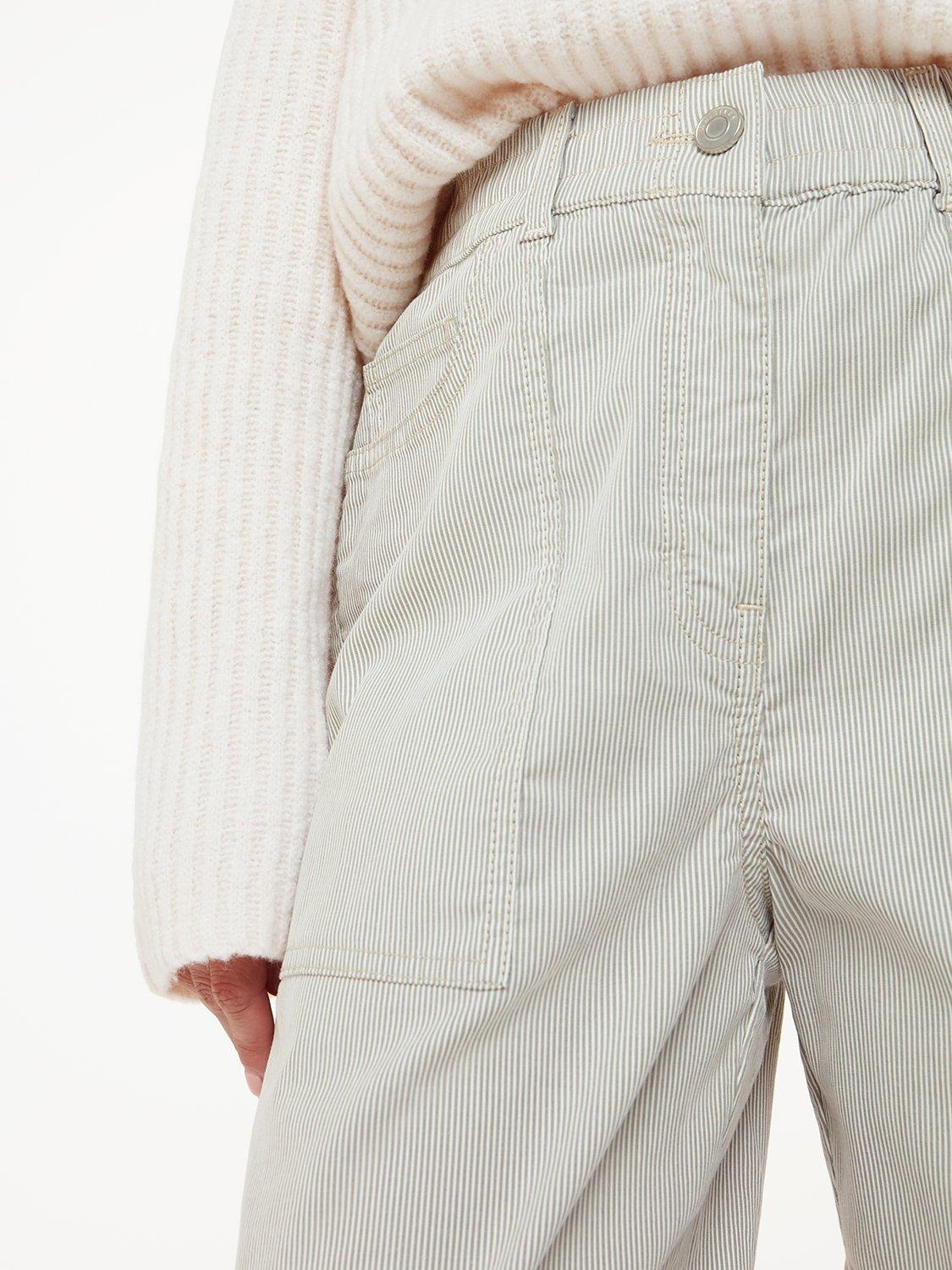 Product image 5 of 6, which shows Whistles Petite Tessa Striped Trousers, Cream/Grey, 18