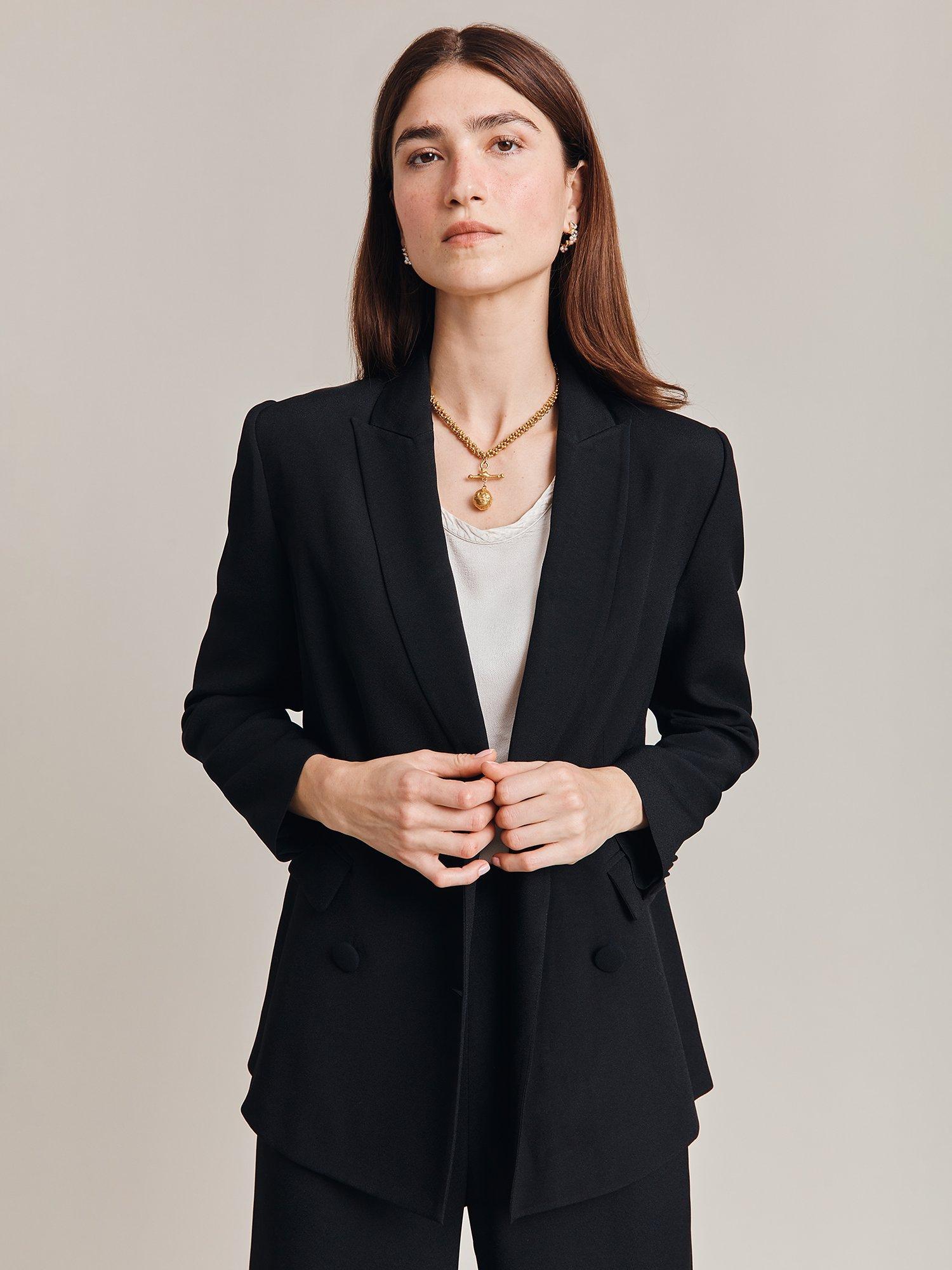 Black crepe jacket sales