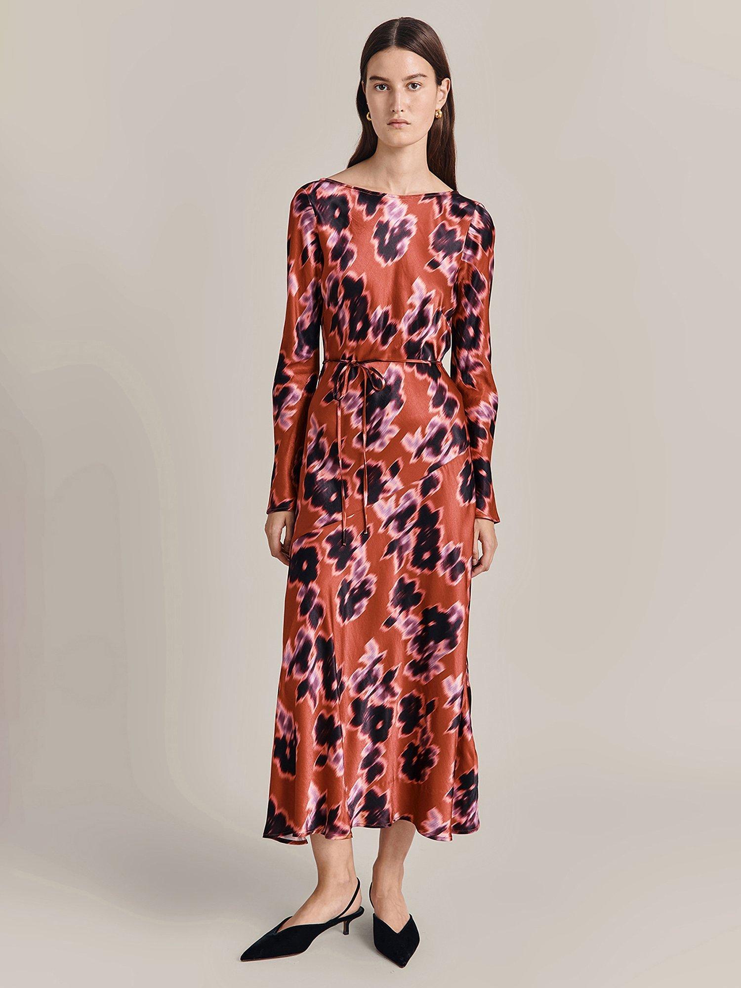 Ghost Christine Ikat Print Midi Dress Multi