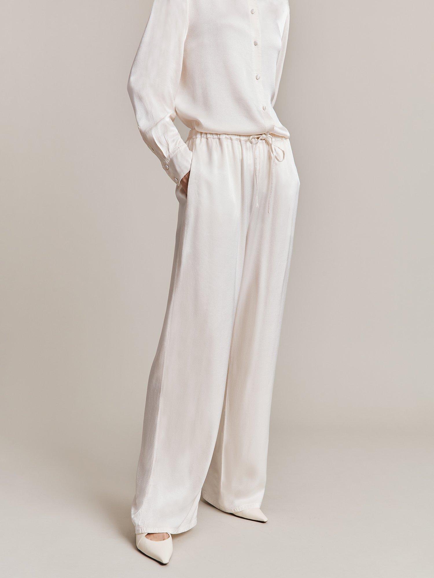 Product image 1 of 3, which shows Ghost Imogen Palazzo Trousers, Ivory, XS
