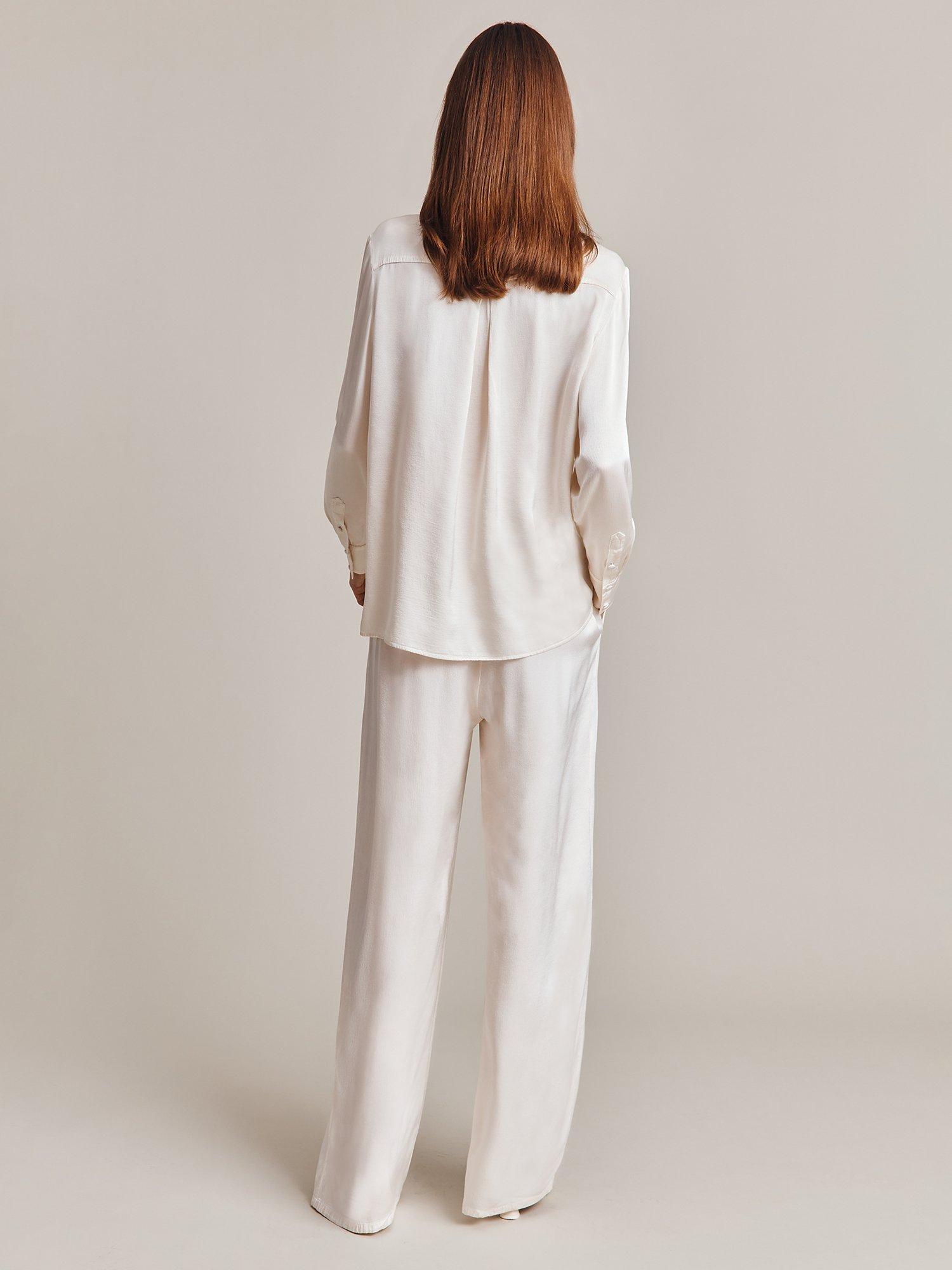 Product image 2 of 3, which shows Ghost Imogen Palazzo Trousers, Ivory, XS