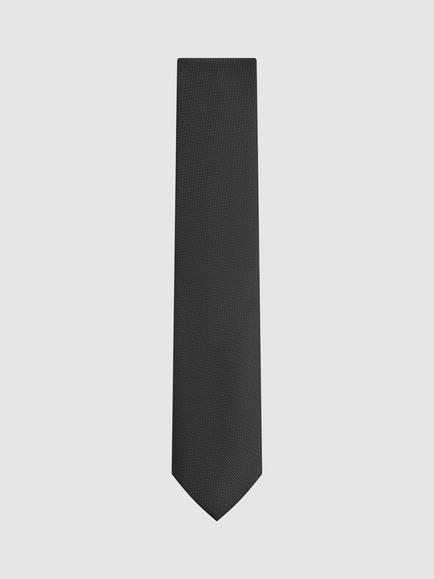 Reiss Ceremony Silk Blend Textured Tie, Black